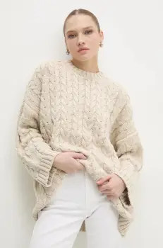 Answear Lab pulover femei, culoarea bej, calduros imagine