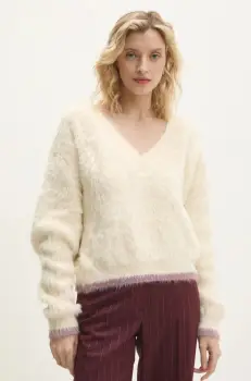 Answear Lab pulover femei, culoarea bej, calduros imagine