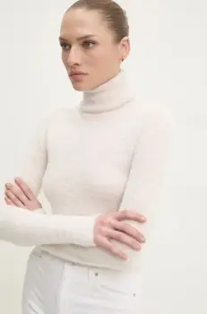 Answear Lab pulover femei, culoarea bej, cu guler imagine