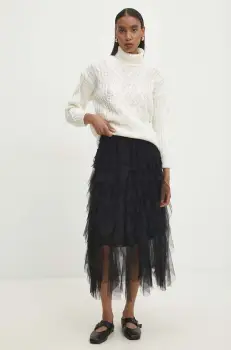 Answear Lab pulover femei, culoarea bej, cu guler imagine