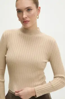 Answear Lab pulover femei, culoarea bej, light, cu turtleneck imagine