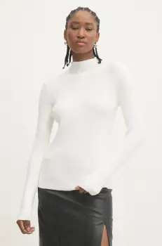 Answear Lab pulover femei, culoarea bej, light, cu turtleneck imagine