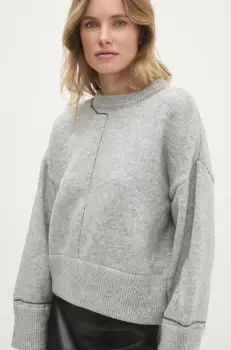 Answear Lab pulover femei, culoarea gri, calduros imagine