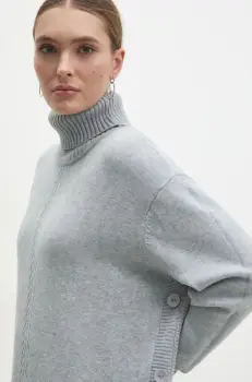 Answear Lab pulover femei, culoarea gri, cu guler imagine