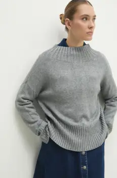 Answear Lab pulover femei, culoarea gri, cu turtleneck imagine