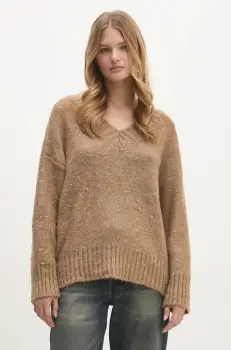 Answear Lab pulover femei, culoarea maro, calduros imagine