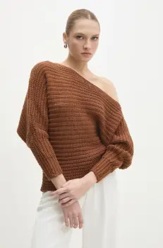Answear Lab pulover femei, culoarea maro, calduros imagine