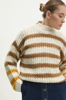 Answear Lab pulover femei, culoarea maro, calduros, cu turtleneck imagine