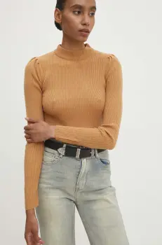 Answear Lab pulover femei, culoarea maro, light, cu turtleneck imagine