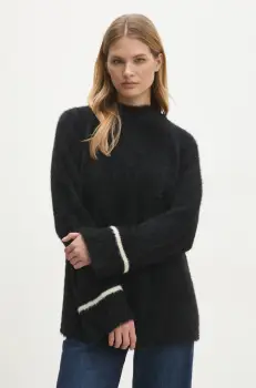 Answear Lab pulover femei, culoarea negru, calduros, cu turtleneck imagine