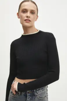 Answear Lab pulover femei, culoarea negru, cu turtleneck imagine