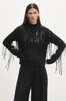 Answear Lab pulover femei, culoarea negru, cu turtleneck imagine