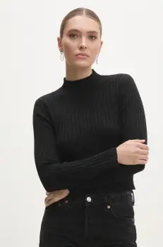 Answear Lab pulover femei, culoarea negru, light, cu turtleneck imagine