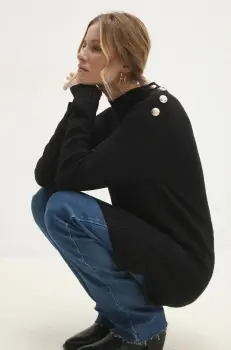 Answear Lab pulover femei, culoarea negru, light, cu turtleneck imagine