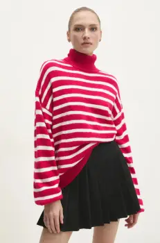 Answear Lab pulover femei, culoarea rosu, cu guler imagine