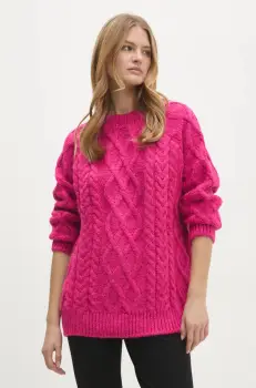 Answear Lab pulover femei, culoarea roz, calduros imagine