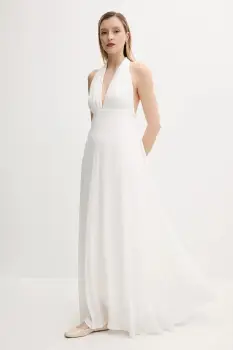 Answear Lab rochie culoarea alb, maxi, evazati imagine