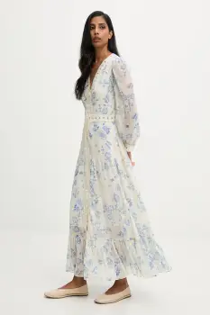 Answear.LAB rochie culoarea alb, maxi, evazati imagine