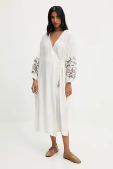 Answear Lab rochie culoarea alb, midi, drept imagine