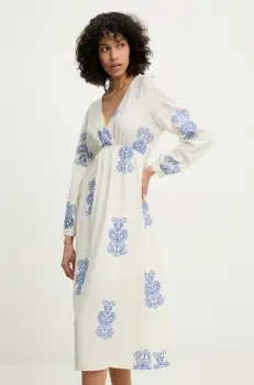 Answear Lab rochie culoarea alb, midi, evazati imagine