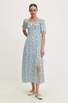 Answear Lab rochie culoarea alb, midi, evazati imagine