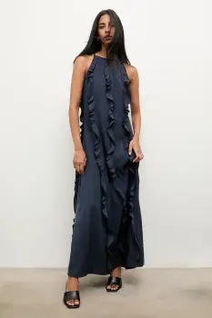 Answear.LAB rochie culoarea albastru marin, maxi, drept imagine