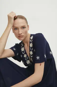 Answear Lab rochie culoarea albastru marin, maxi, evazati imagine