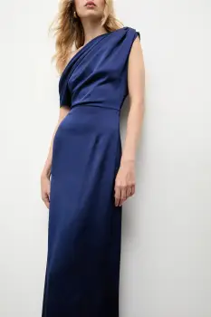 Answear.LAB rochie culoarea albastru marin, maxi, evazati imagine