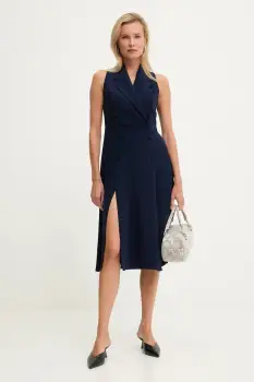 Answear.LAB rochie culoarea albastru marin, midi, drept imagine