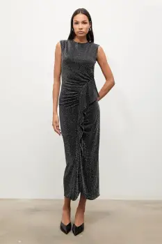 Answear.LAB rochie culoarea argintiu, maxi, mulata imagine