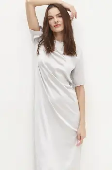 Answear Lab rochie culoarea argintiu, midi, drept imagine