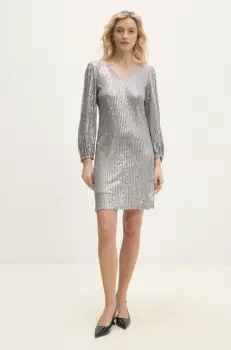 Answear Lab rochie culoarea argintiu, mini, drept imagine