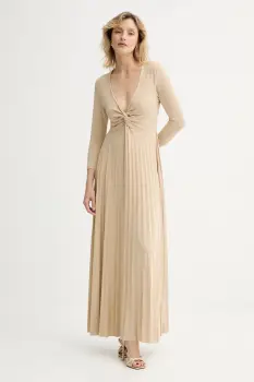 Answear.LAB rochie culoarea auriu, maxi, evazati imagine