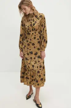 Answear Lab rochie culoarea auriu, midi, evazati imagine