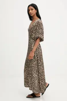 Answear.LAB rochie culoarea bej, maxi, drept imagine