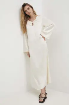 Answear Lab rochie culoarea bej, maxi, drept imagine