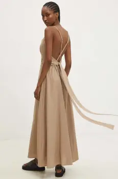 Answear Lab rochie culoarea bej, maxi, evazati imagine