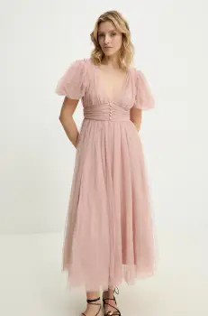 Answear Lab rochie culoarea bej, maxi, evazati imagine