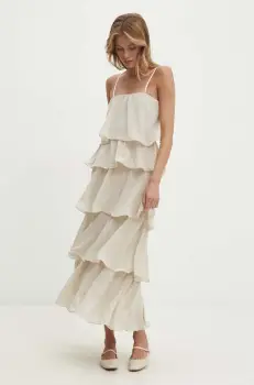 Answear Lab rochie culoarea bej, maxi, evazati imagine