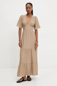 Answear Lab rochie culoarea bej, maxi, evazati imagine