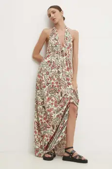 Answear Lab rochie culoarea bej, maxi, evazati imagine