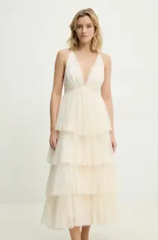 Answear Lab rochie culoarea bej, maxi, evazati imagine