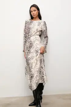 Answear.LAB rochie culoarea bej, maxi, evazati imagine