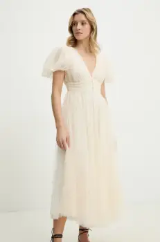 Answear Lab rochie culoarea bej, maxi, evazati imagine