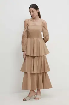 Answear Lab rochie culoarea bej, maxi, evazati imagine