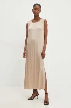 Answear Lab rochie culoarea bej, midi, drept imagine