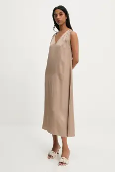 Answear Lab rochie culoarea bej, midi, drept imagine