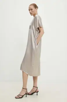 Answear Lab rochie culoarea bej, midi, drept imagine