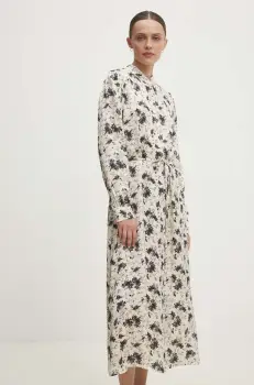 Answear Lab rochie culoarea bej, midi, drept imagine