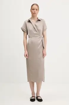 Answear Lab rochie culoarea bej, midi, drept imagine